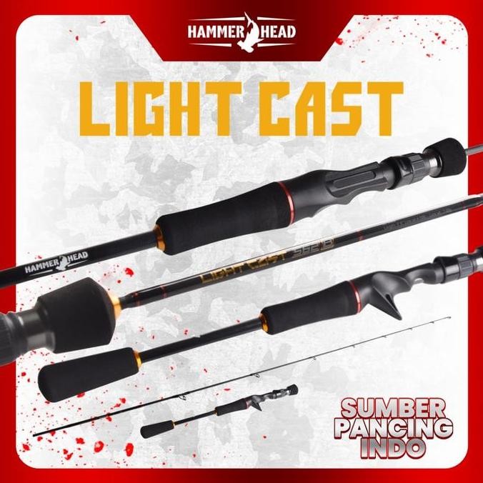 Promo Hammerhead Joran Pancing Light Cast Baitcasting Ultralight Carbon Solid 168CM 180CM Untuk Manc