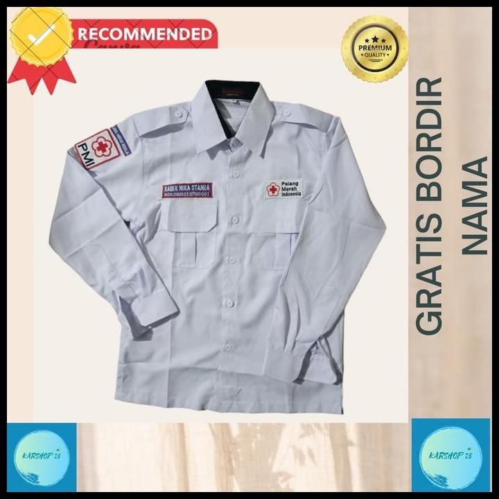 [BIG SALE][PROMO][FREE ONGKIR] KEMEJA PMR TERBARU SERAGAM PALANG MERAH REMAJA BAJU PUTIH PMR SERAGAM