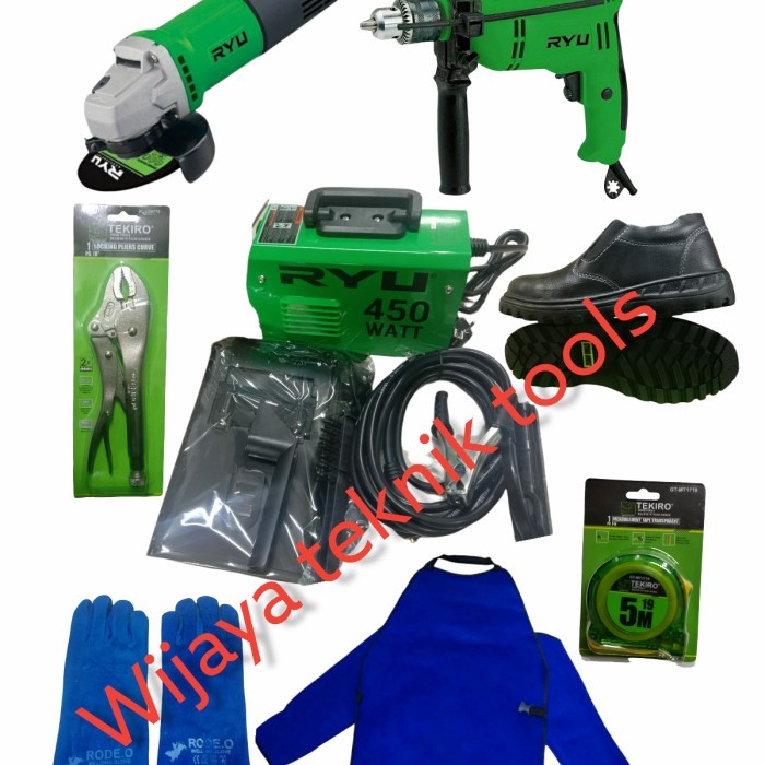 paket mesin las ryu 450watt komplit