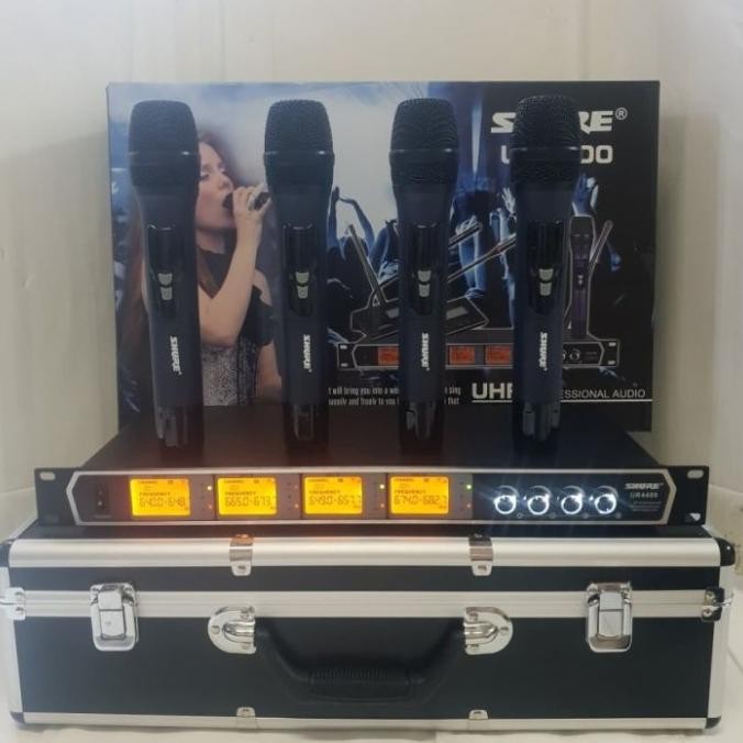 Grosir Mic Wireless Shure Ur 4400 Plus Hardcase Mic 4 Channel Handle