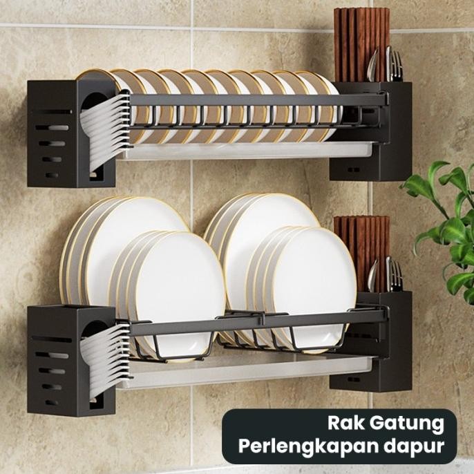 Rak Piring Gantung Wastafel Peniris Piring Mangkuk Dinding LDJ