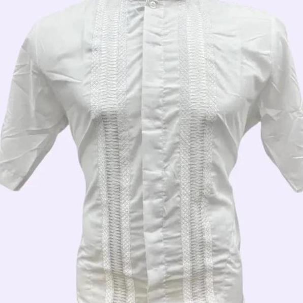 Baju koko hasgradini bahan katin india lengan pendek putih bersih bordir salur Formal Katun Formal K
