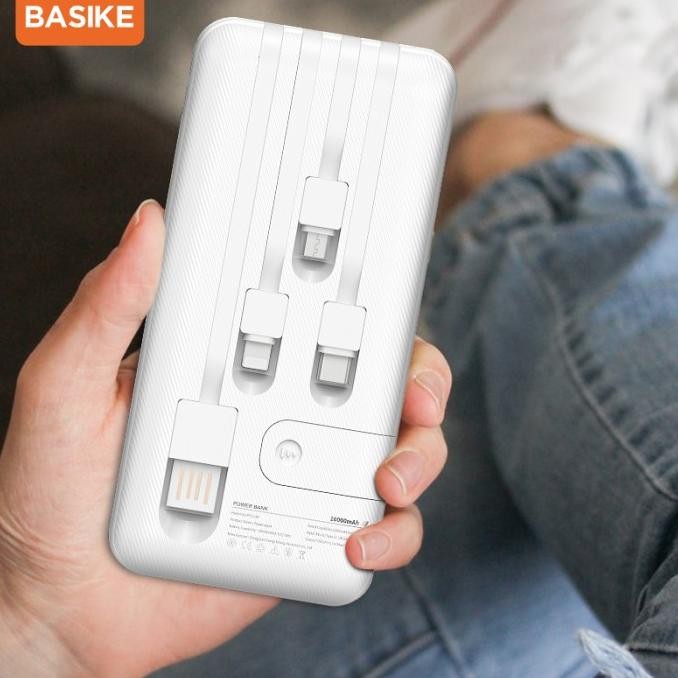 Powerbank 10000Mah Basike Asli Dengan Kabel Isi Daya Semua Telepon Original Dan Terpercaya