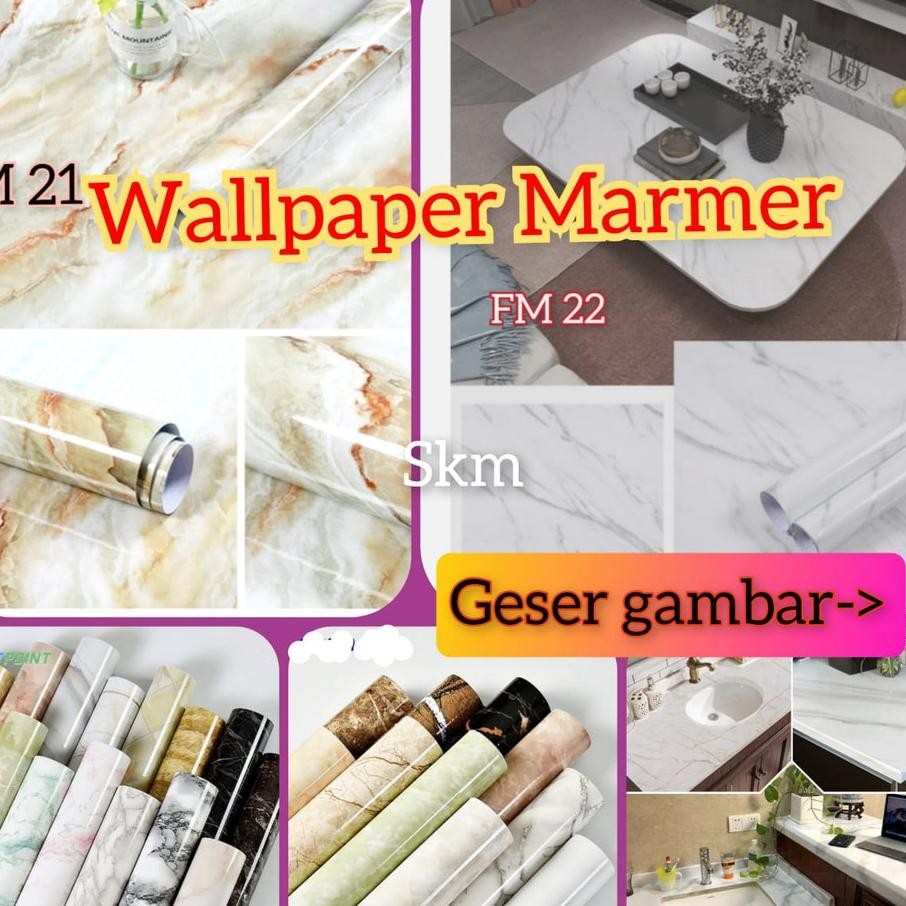 Wallr Walr Wallpeper Motif Marmer Aluum Foil Anti Nya Anti Pana Tier Tier Dinding Motif Marbel Marme
