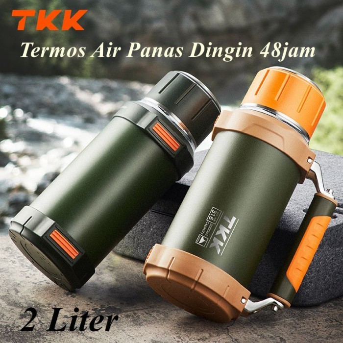 TKK Termos Air Panas Dingin 48jam Termos mobil Botol minum Tumbler Stainless Premium 2 Liter Termos