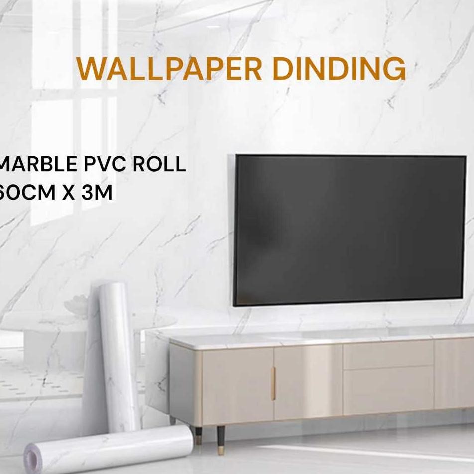 Wallfoam Wallr Marble Roll Tier Dinding 60Cm 3M Walltier Motif Marble Alunium Foil Wallfoam