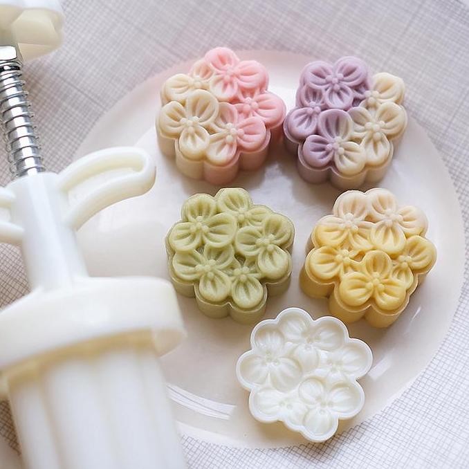 New Cetakan Kue Bulan (50Gr & 25Gr) Mooncake Press (1Pc) Imlek Nastar Mold Premium-Chrysant Original