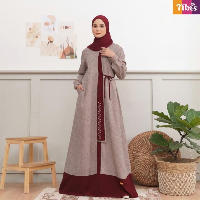 Terlaris Baju Gamis Nibras Nb B76 Black,Brown,Maroon/Xs,S,M,L,Xl,Xxl/Gamis Dewa Pengiriman Cepat