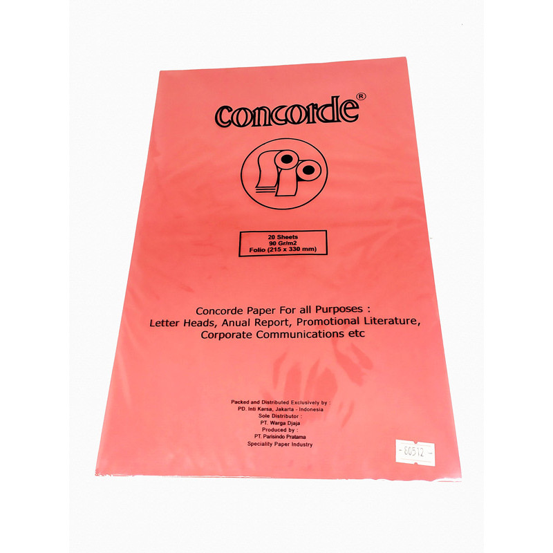 

Gramedia Pettarani - Concorde Laid F4 90 Gsm - Kertas Folio Warna Merah