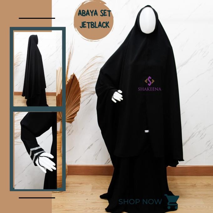 Best Sales Gamis Set Jet Black Free Cadar Bandana Stok Terbatas