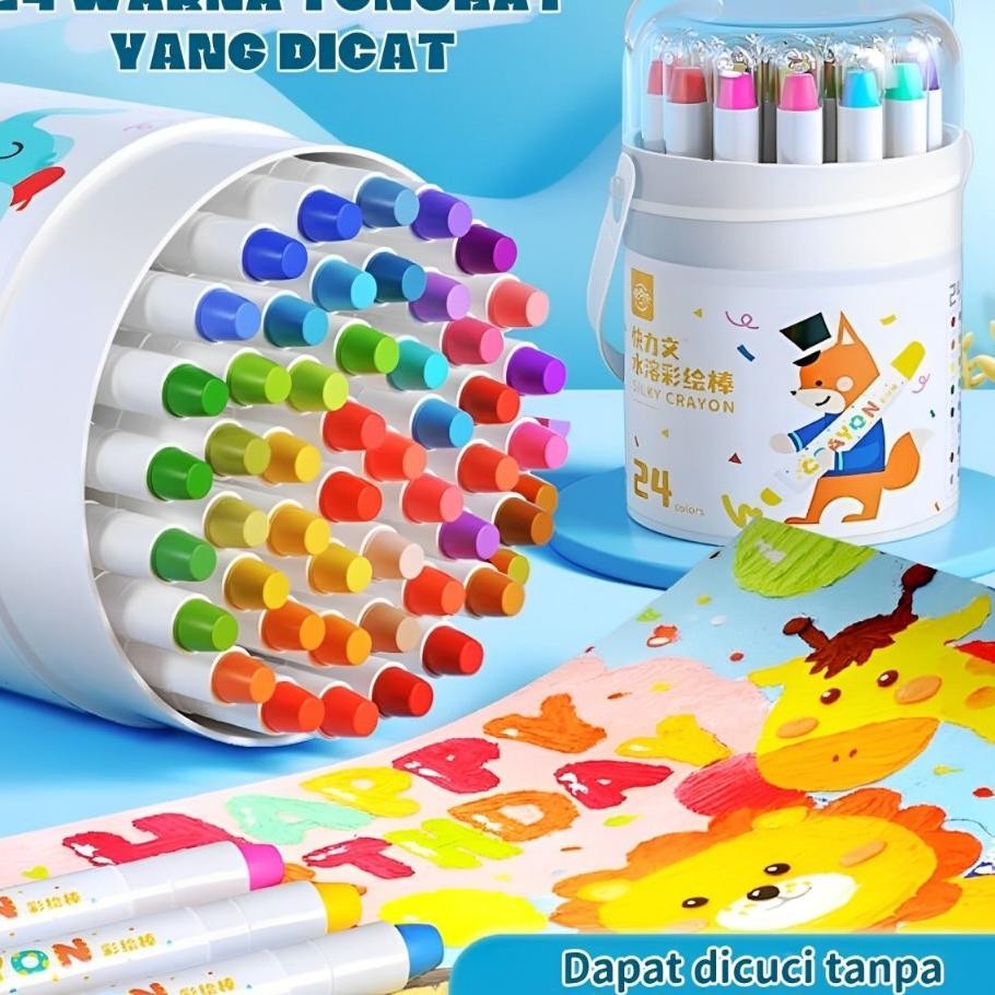 

Free Bruhcrayon Putar Wahable 24 Color Tida Yang Dapat Dicuci Patel Nya Colorful Buet Rayon Mewarnai Alat Warna Et Ana Wipe And Clean
