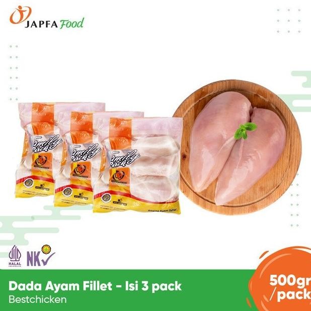 

READY BESTCHICKEN DADA AYAM FILLET - DADA AYAM BONELESS TANPA KULIT 500 GR - ISI 3 PACK
