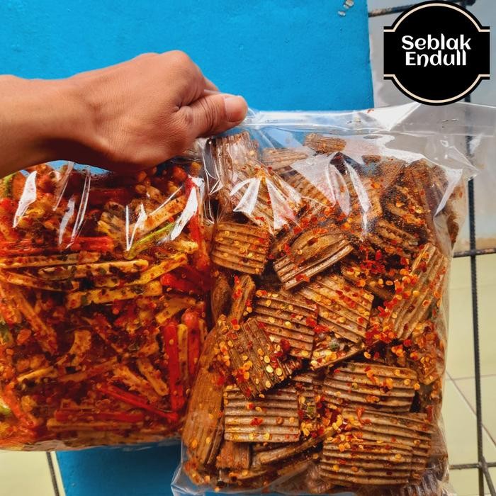 

TERMURAH {Bundle} Kerupuk jengkol pedas 500Gram + kerupuk beton/jaat jadul 500gram pedas Cemilan