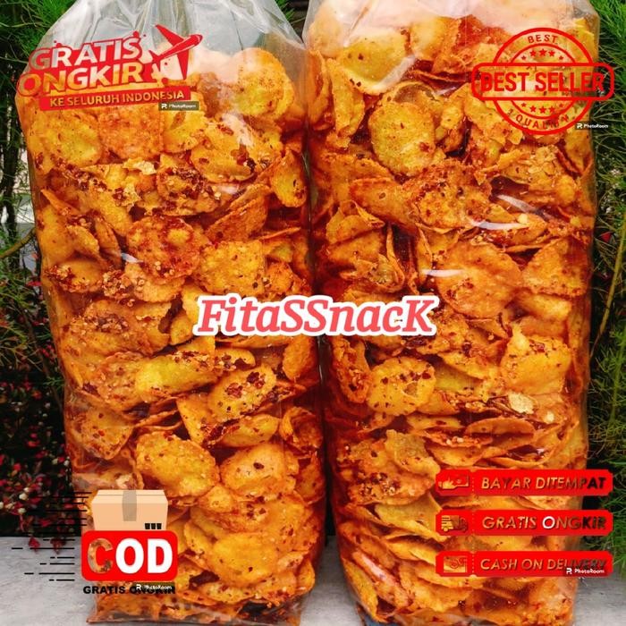 

TERUJI Comring PEDAS 1 kg Gurih termurah/Kecimpring pedas rasa kencur/cemilan viral/camilan makanan