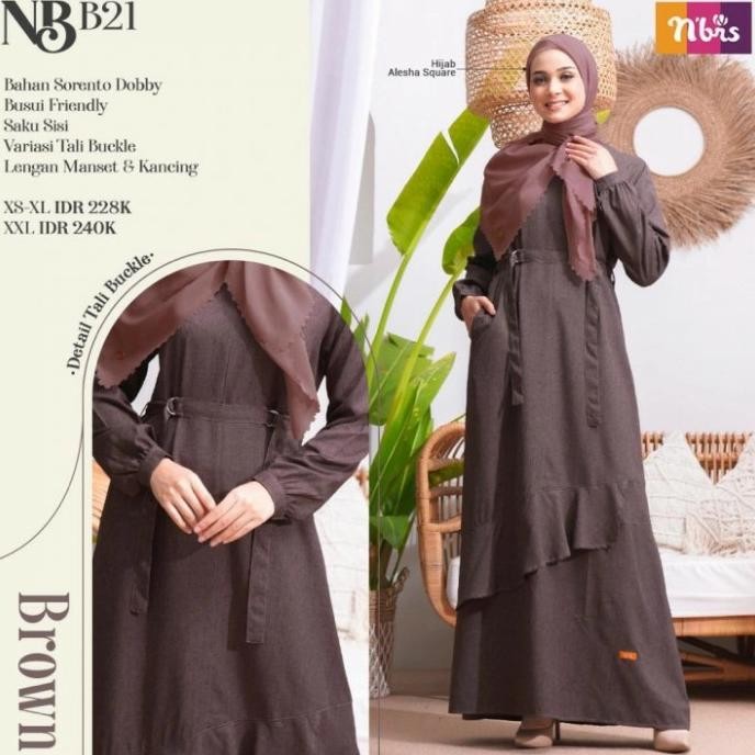 Ready Gamis Nibras Nb B21 Warna Coklat Brown Simpel Casual Busui Branded Ori Stok Terbatas
