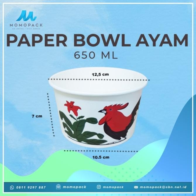 

READY PAPER BOWL AYAM JAGO/MANGKOK KERTAS/MANGKUK SUP 650ML (QTY PER 100 PCS)
