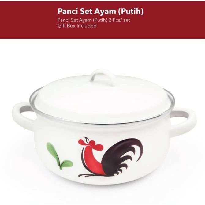 

READY PANCI AYAM ENAMEL PUTIH 22 CM + TUTUP