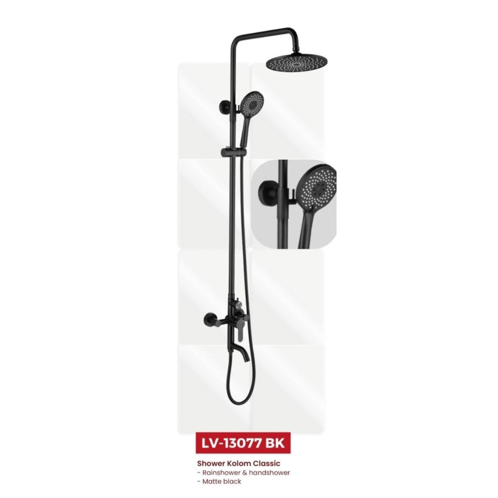 ASLI KRAN SHOWER/TIANG SHOWER SET (PANAS+DINGIN)-LAVENIA LV-13077BK