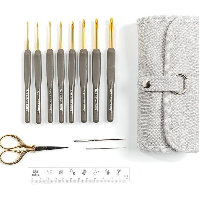 

TERMURAH - [SET] Hakpen (Alat/Jarum Rajut) Tulip ETIMO GREY Crochet Hooks With Cushion Grips