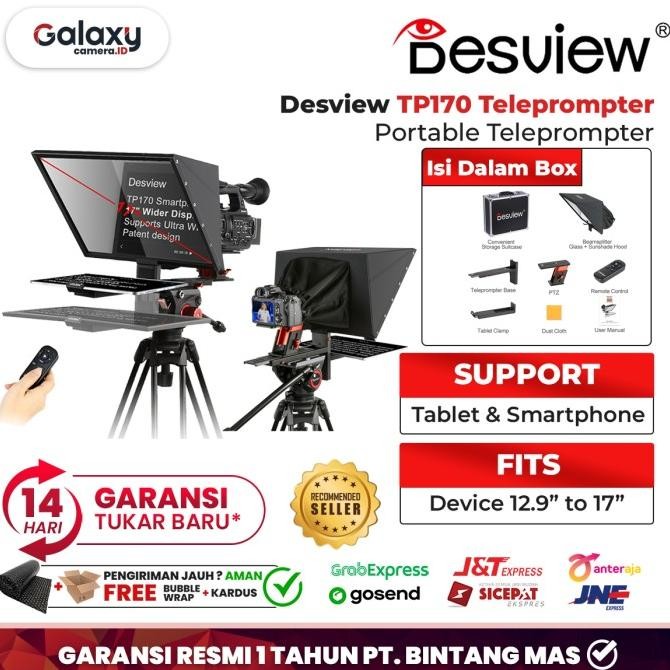 Desview Tp170 17" Portable Camera Camcorder Teleprompter Tp-170 Resmi New Stok