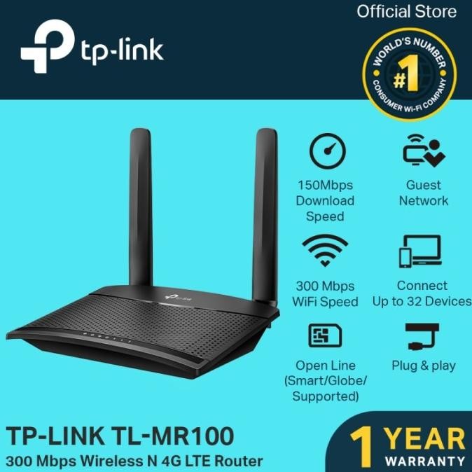 TERMURAH - Router Wifi Modem Wifi TPLink TL-MR100 4G 300Mbps UNLOCK All Operator