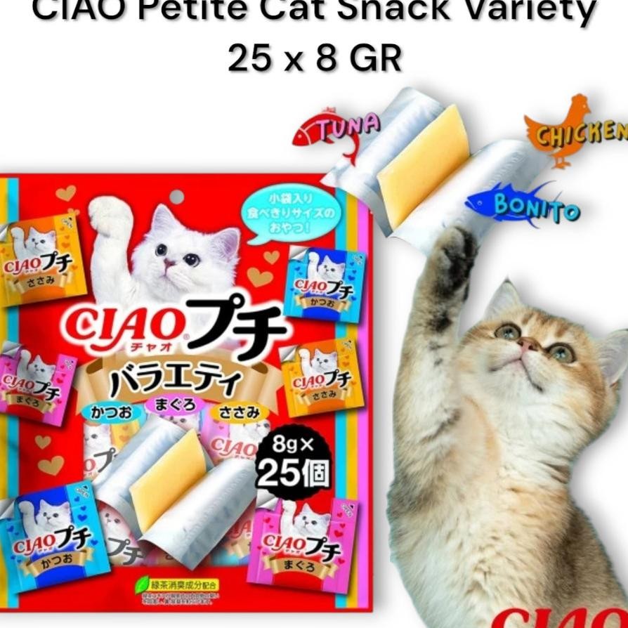 Ciao Churu Petite Variety 25 Pc 8 Gr Cat Na Celan Treat Creamy Treat Ucing Tuna Bonito Chien