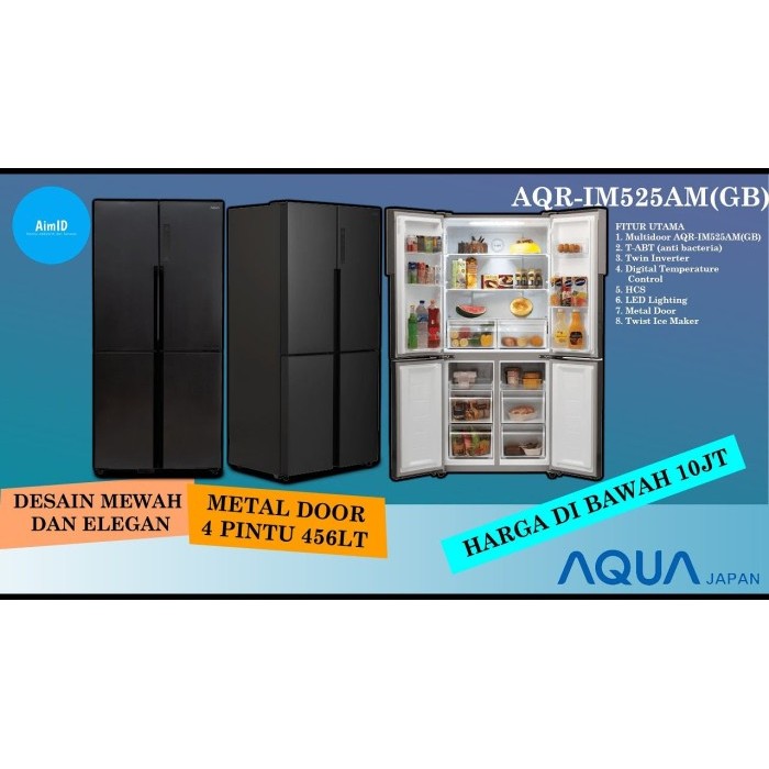 AQUA AQR-IM525AM KULKAS SIDE BY SIDE SANYO INVERTER IM525AM AQR-IM525