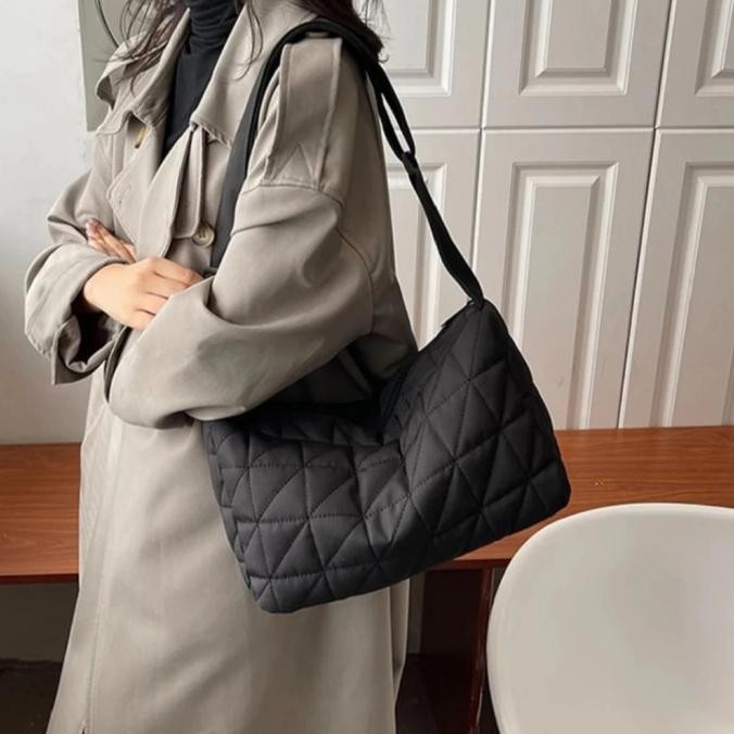 TAS TOTE BAG WANITA KULIAH PUFFY BAG KOREA FASHION TAS SELEMPANG BAHU jm23