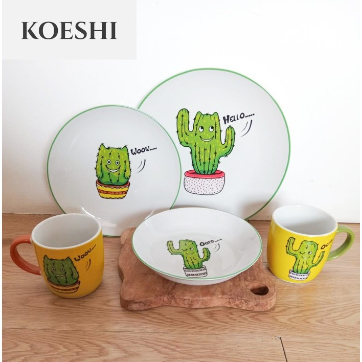Piring Set Keramik Cactus Gift Set