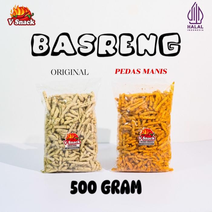 

BERMUTU Bundling basreng pedas manis 500gr & original 500gr total 2pcs Kering Makanan Food Snacks