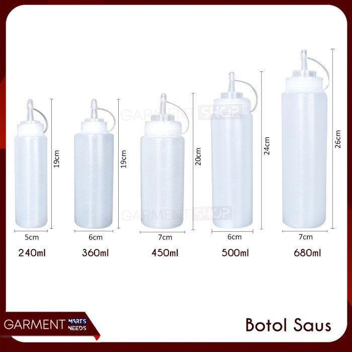 Botol Saus Plastik Kecap Angka Garis Putih Refillable Bottle Mayonaise