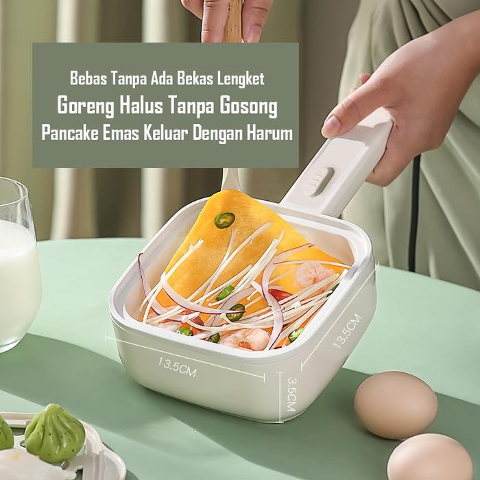 PPLUS Panci Listrik Multifungsi 350W Putih + Alat Rebus Telur Elektrik