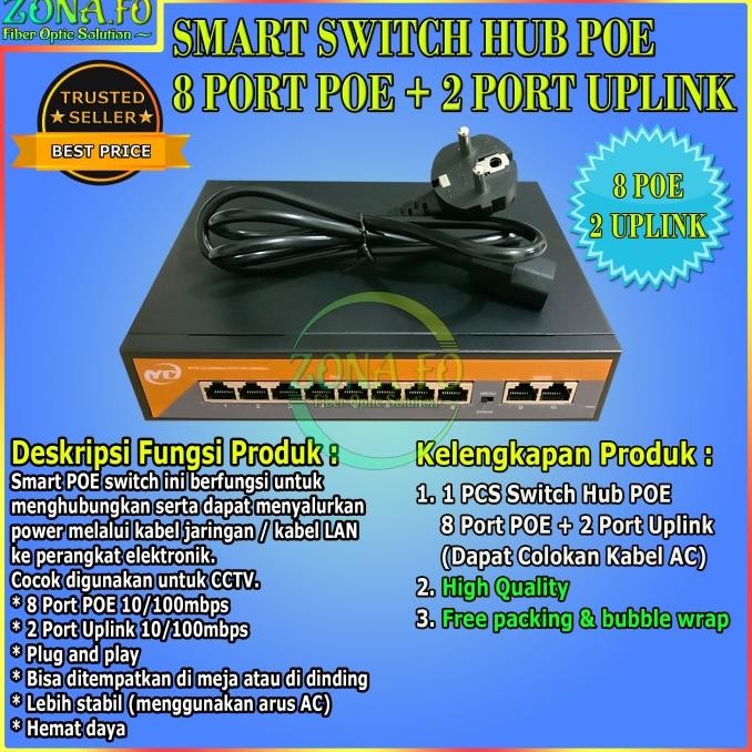 CO Switch Hub POE 8+2 Port Uplink Switch POE 8 Port + 2 Port Uplink