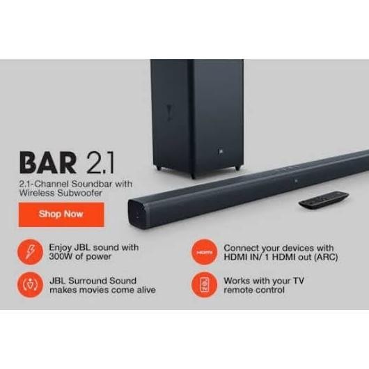 Jbl Soundbar 2.1 Jbl-Bar21-Dbblkas Deep Bass Wireless Jbl Bar 2.1 New Stok