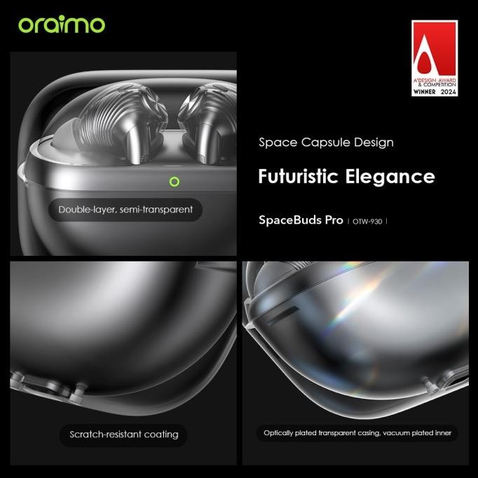 Oraimo Tws Gaming Bluetooth Headset V5.4 Spacebuds Pro Otw-930 Spatial Audio Hybrid 50Db Adaptive No