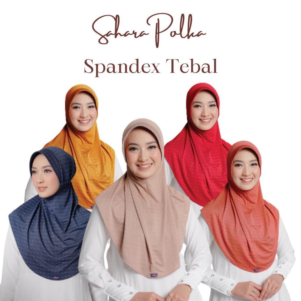 New Produck>> Elzatta Sahara Polka Jilbab Instaan Serut Belakang Bergo Instan Motif Polka Jilbab Lan