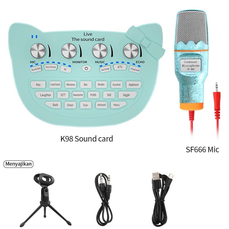 Siborie K98 Soundcard Lucu Merah Muda Putri Kt Kucing Kartu Suara Keluarga Karaoke Audio Ponsel Komp