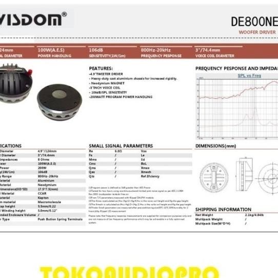 Driver Wisdom De800Neo Driver Speaker Wisdom Component De-800Neo New Stok