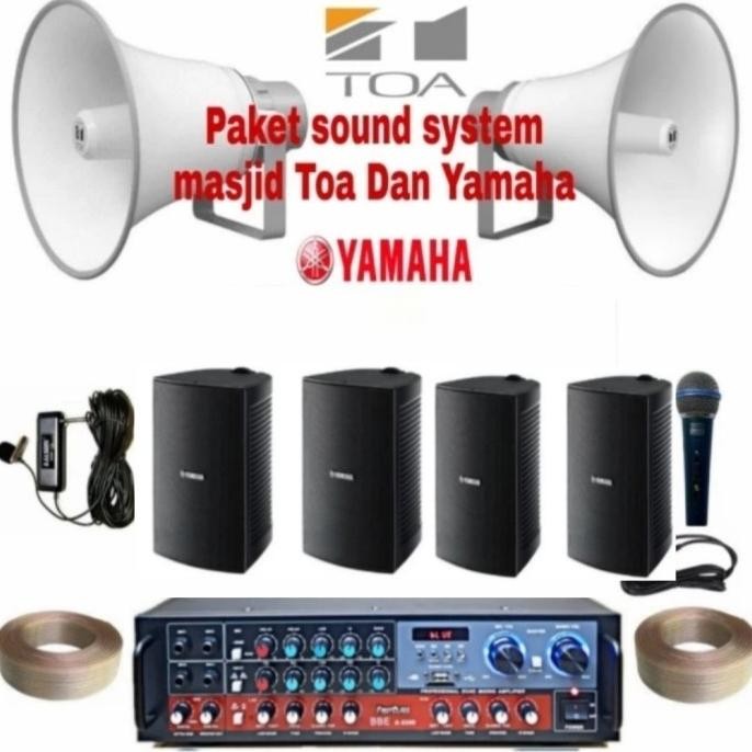 Paket Sound Masjid Yamaha 4 Titik Ampli Mic Stand Mic Lengkap New Stok