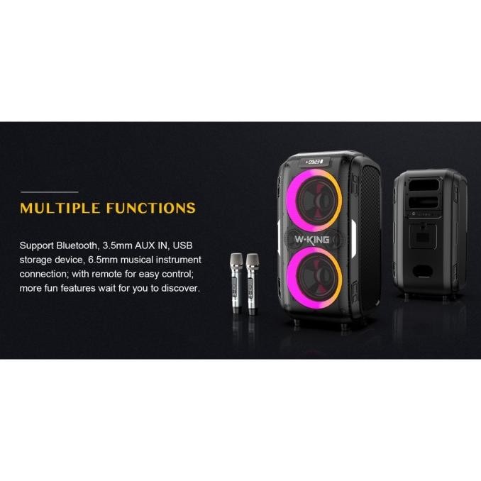 Wking T9 Pro 2 Mic W-King Speaker Karaoke Bluetooth Wireless Portable New Stok