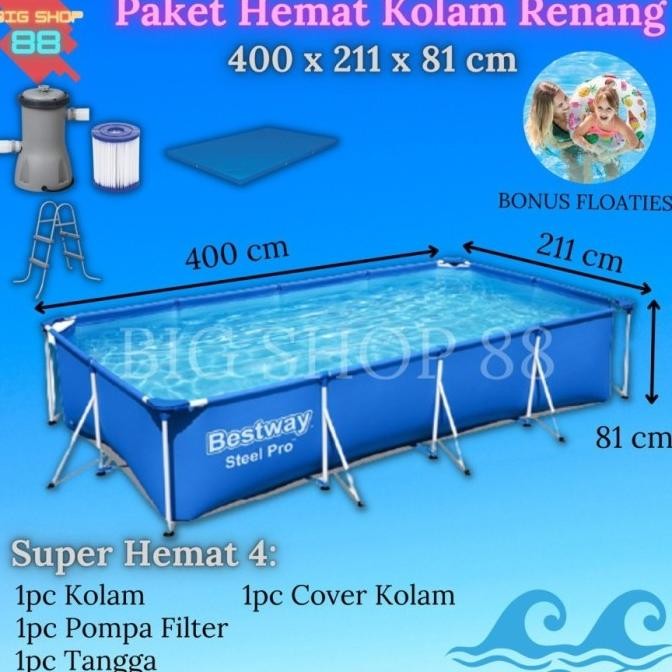 KOLAM RENANG ANAK JUMBO BESTWAY KOLAM RENANG PORTABLE FRAME 4 METER ABD