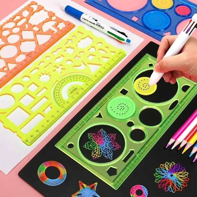 

Geometry Spirograph Drawing Stencils Set Painting Template Art Crafts Creative Kids Educational Toy Variety of Flowers Ruler 1PC