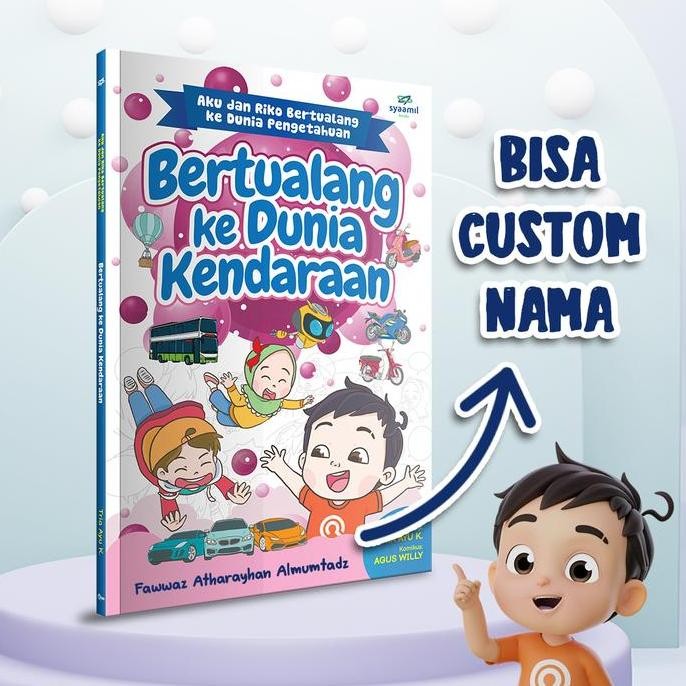 Buku Komik Anak Islami (Bisa Custom Nama) Timbul - Riko The Series Bertualang ke Dunia Kendaraan 
