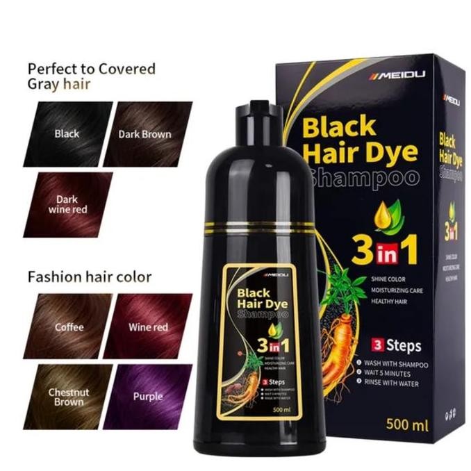 Shampoo & Pewarna Rambut Meidu 3 In 1 7 Warna 500 Ml Dengan Ekstrak Ginseng - Perawatan, Haircare Dy