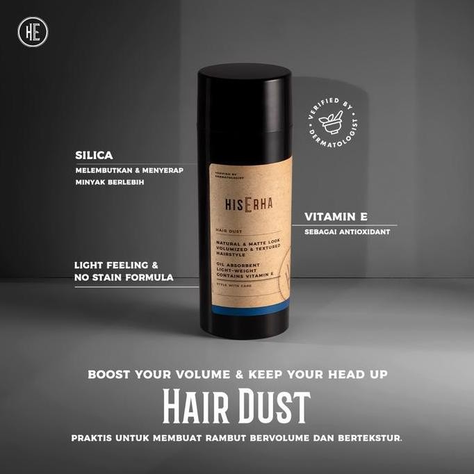 His Erha Powder Rambut Hair Dust - Style Rambut Pria + Vitamin E Minyak Pomade Perawatan Asli