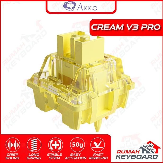 Termurah SWITCH - AKKO CREAM YELLOW V3 - 5 PIN - 50g - PCB MOUNT - LINEAR