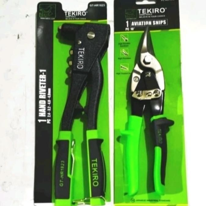 paket hemat tang rivet dan gunting seng tekiro Original dan Terpercaya