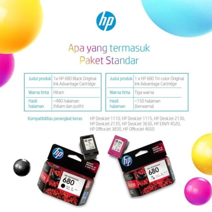 Terlaris Tinta Printer Hp Original 680 / Deskjet 2135 2677 5276 Ready Stok