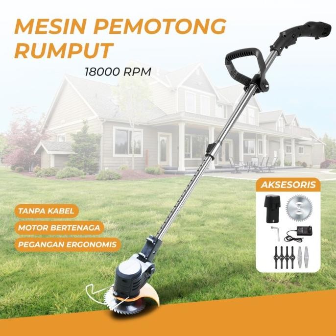 Mesin Rumput Elektrik Cordless Portable Grass Trimmer