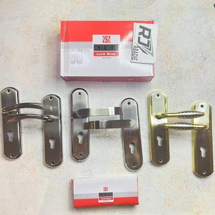 HANDLE GAGANG KUNCI PINTU TANGGUNG BULAT ALUMINIUM SOLIGEN SET CP / GP